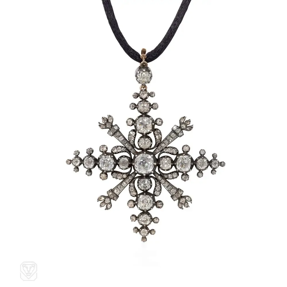 Antique diamond starburst pendant