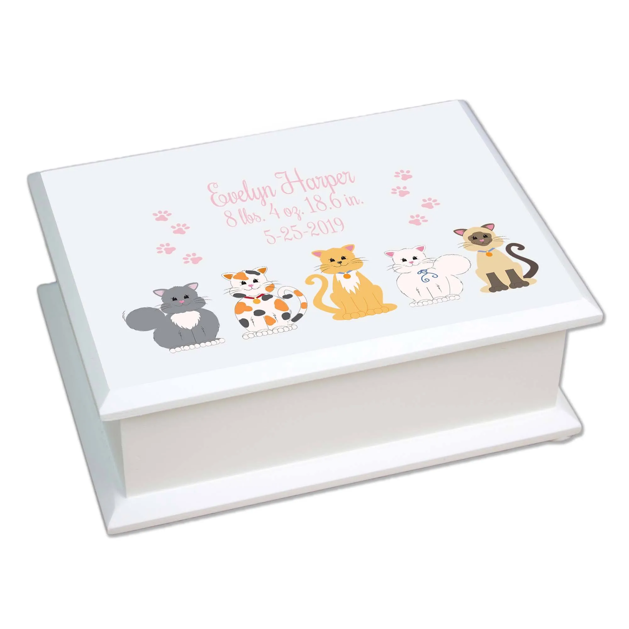 Lift Top Jewelry Box - Pink Cats