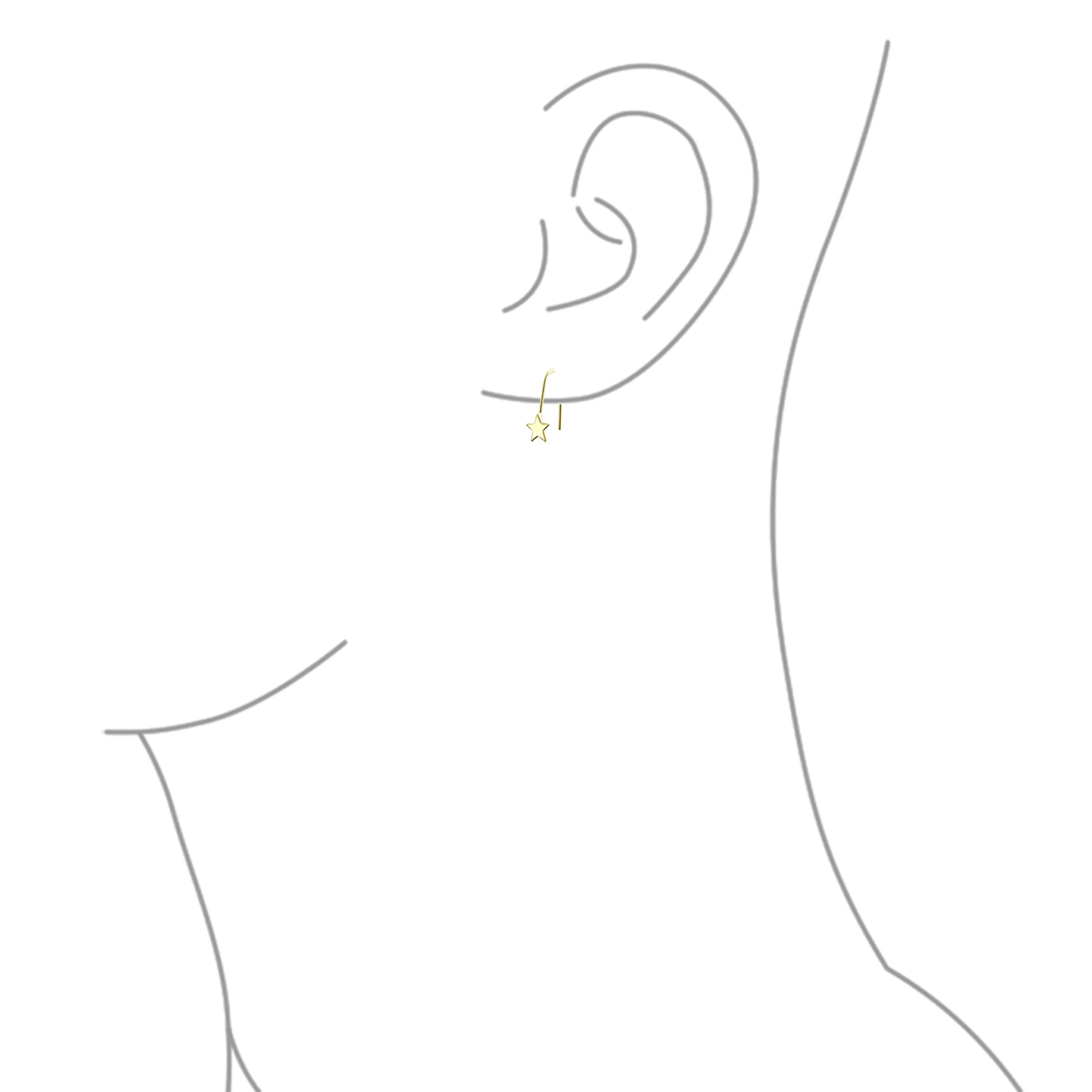 Minimalist Alphabet Dangle Earrings in 14K Yellow Gold - Celestial Patriotic Style